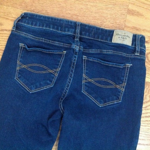 ABERCROMBIE FITCH SUPER SKINNY JEANS WOMENS 4S DARK BLUE STRETCH DENIM 27x29 - Picture 7 of 13